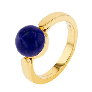 Anillo de Piedra Lapislázuli con Incrustaciones, Anillo Redondo de Piedra, Joyería Minimalista Hecha a Mano, Regalo de Piedra Natal - Product Image 1