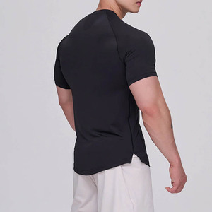 ZM-1334 T-shirt musculaire classique pour homme, vêtements de fitness, t-shirt d'entraînement premium, fente latérale, vert foncé, noir - Product Image 6