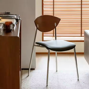 Silla de Comedor Moderna de Estilo Lujoso, de Cuero Negro con Patas de Metal, <span class=keywords><strong>para</strong></span> Restaurante, Oficina, Hotel y Cafetería - Product Image 3