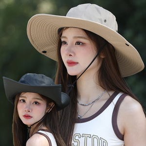 Chapeau de pêcheur à large bord respirant, protection solaire, été, pêche en plein air, cyclisme, réglable, adulte, unisexe - Product Image 1