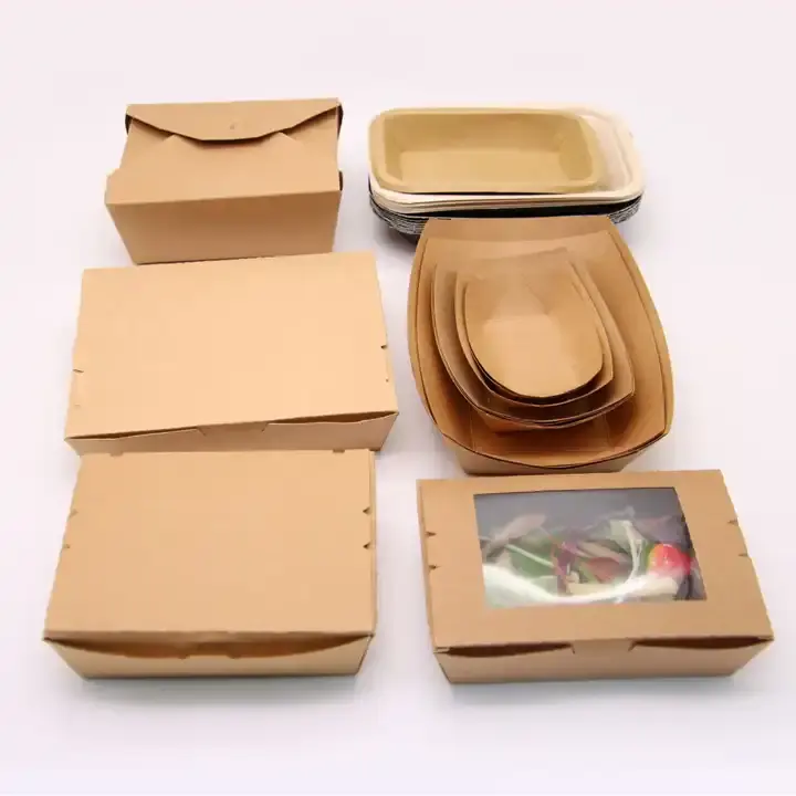 Boîte-cadeau de nourriture de gâteau de papier kraft brun écologique jetable de prix usine