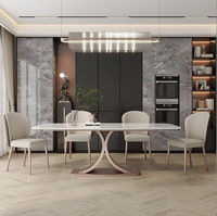 Table à manger moderne de luxe 6 places avec 6 chaises Sinered Stone Modèle 3D Design Table à manger complète avec grande dalle de pierre