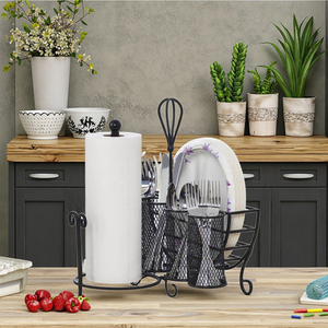 Organizador de Cocina de Metal Negro de Alta Calidad para Almacenamiento de Platos, Toallas de Papel y Utensilios, para Uso en Comedor y Cafetería - Product Image 2