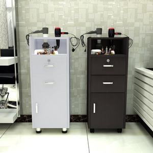 Barber Hair Salon Mirror Table Tool <b>Cart</b> Hair Care Product Display <b>Wooden</b> Cabinet - Product Image 3