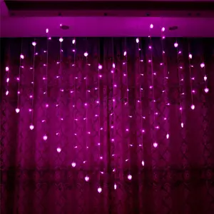 בסיטונאות led טלוויזיה 6v הנורה-Christmas Heart Shape Curtain Lights Waterproof Twinkle String Lights for Wedding Valentine TV Backdrop Decoration