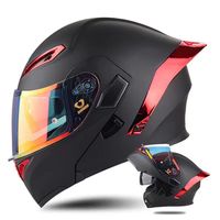 Nouveau casque de moto respirant quatre saisons, épaissi, à double visière, rabattable