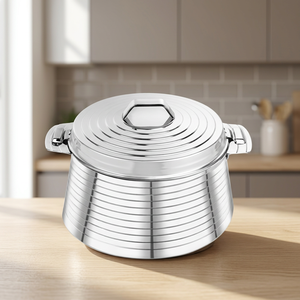 Casserole en acier inoxydable avec couvercle, 24 cm, ronde, durable, design minimaliste, compatible lave-vaisselle, pour cuisinière à gaz et à induction - Product Image 5