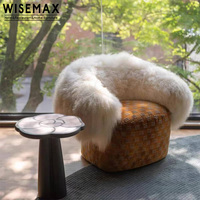 WISEMAX FURNITURE Fauteuil d'appoint moderne de luxe en tissu de laine Shearling pour hôtel, bureau, villa, appartement