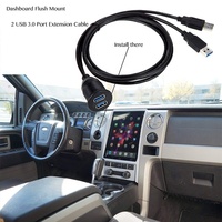 Câble d'extension USB 3.0 double port AUX encastrable pour voiture, charge rapide 3A, cuivre pur, blindage tressé en PVC, pour caméra et ordinateur