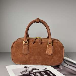 Bolso de Mano para Mujer 2026, Estilo Bowling, Bandolera, Cuero Genuino y Gamuza, Alta Calidad - Product Image 1