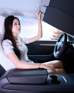 Có thể thu vào xe dù để che nắng khối tia UV & Sun Nhiệt Cách Nhiệt hợp kim kép Bars polyester sợi có thể điều chỉnh xe kính chắn gió Sun Shade - Product Image 2