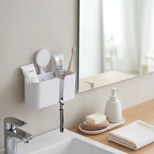 Armadietto portaoggetti a parete con ventosa, senza perforazioni, per bagno e dormitorio, modello H007 - Product Image 1