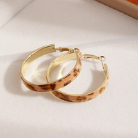 Boucles d'oreilles créoles grandes en peluche Kevlar imprimé léopard, style Hong Kong, automne-hiver, mode, polyvalentes, élégantes, haut de gamme, rétro pour femme