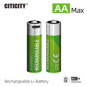 CITICITY Paquete de 4 Baterías Recargables USB AA Cilíndricas de Iones de Litio 1.5V 2200mAh Larga Duración - Product Image 2