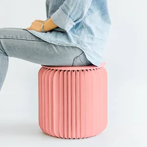 Folding Single Seat Paper Stool Foot Stool Cute Ottoman For Kids Space Saving Furniture For Home And Anniversary Gift