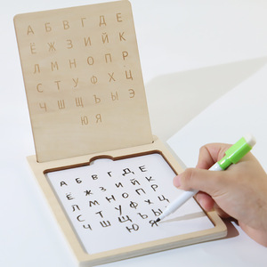 Enfants apprentissage jouet en bois russe <span class=keywords><strong>arabe</strong></span> <span class=keywords><strong>tableau</strong></span> d'écriture enfants stylo contrôle formation en bois planche à dessin jouets éducatifs en bois - Product Image 3