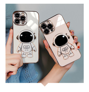เคสโทรศัพท์มือถือนักบินอวกาศ3D น่ารักน่ารักสุดหรูสำหรับ iPhone 11 12 13 14 15 PRO MAX ชุบทองด้านข้างพร้อมที่จับ - Product Image 5