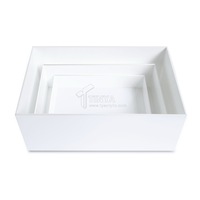 Support à Gâteau en Acrylique de Taille Personnalisée, Rehausseur en Acrylique Blanc pour Présentoir de Nourriture, Rehausseur Carré pour Buffet