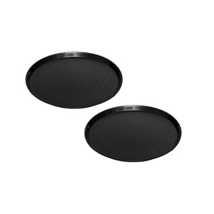 <span class=keywords><strong>Plateau</strong></span> de service rond noir de 14 pouces pour restaurant, <span class=keywords><strong>plateau</strong></span> de serveur de <span class=keywords><strong>repas</strong></span> en plastique <span class=keywords><strong>antidérapant</strong></span> de 35cm avec bords surélevés pour la maison - Product Image 2