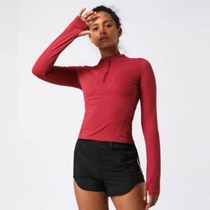 Polo de Golf à manches longues pour femmes, pull-over à Zip quart, <span class=keywords><strong>T</strong></span>-<span class=keywords><strong>Shirt</strong></span> de Tennis léger, haut de course et de <span class=keywords><strong>randonnée</strong></span> - Product Image 4