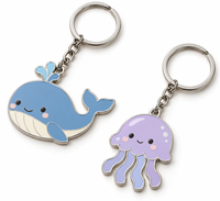 Porte-clés en métal personnalisé avec breloque émail Baleine et Pieuvre, logo personnalisé, cadeau promotionnel en gros, fournisseur OEM, fabricant