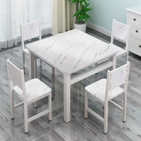 Table à manger carrée en bois avec chaises, design moderne et minimaliste, résistante aux hautes températures, pour la maison, la cuisine, le salon et la cafétéria