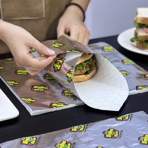 Custom Restaurant Printed Oil Proof Aluminum Foil <strong>Paper</strong> Honeycomb Deli <strong>Wrapping</strong> <strong>Paper</strong> Food Grade Burger Sandwich - Product Image 6