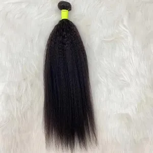 Hot Sale Wholesale 12A Virgin Kinky Straight Human Hair Mongolian One Donor Yaki Kinky Straight Hair Extensions Weave Bundles