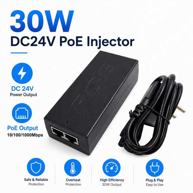 24V Gigabit POE Injector, 24V DC Passive PoE PoE Power Supply for TP-Link TL-PoE2412G