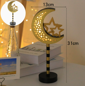 Lámpara de Mesa de Madera con Luz LED de Estrella y Luna Negra y Dorada para Ramadán Mubarak, Decoración para Fiestas y Ambientes Festivos, Venta al por Mayor DAMAI - Product Image 6