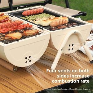 Factory Direct Modern Portable <b>Bbq</b> Barbecue <b>Grill</b> Outdoor Chimney Stove Foldable Galvanized Iron Charcoal Camping Gardening - Product Image 5