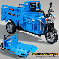 Tricycle en plastique simulé de moto à trois roues, véhicule de transport, modèle de voiture moulé sous pression pour véhicules jouets pour garçons