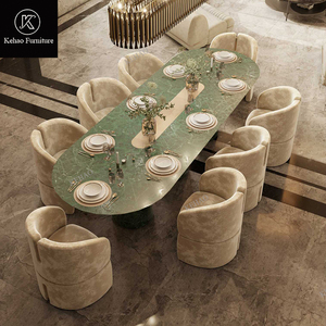 Set <span class=keywords><strong>Tavolo</strong></span> da Pranzo Ovale di Lusso con 6-8 Sedie, Piano in <span class=keywords><strong>Marmo</strong></span>, Tavoli per <span class=keywords><strong>Cucina</strong></span>, Matrimoni e Banchetti, Arredamento per Casa - Product Image 1
