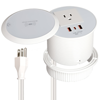 Chargeur sans fil de table industriel US, multiprise de bureau avec charge rapide PD 20W USB-C, prise de table 3 pouces pour maison et bureau, garantie 3 ans