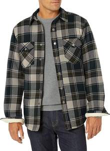 <span class=keywords><strong>Surchemise</strong></span> doublée polaire pour hommes Veste chemise non pliée doublée douce - Product Image 3