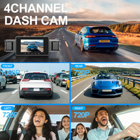 Kamera Dash Cam WiFi 4 Saluran FHD 1080P Layar IPS 3.0 inci, 4 Lensa Kamera Mobil dengan G-Sensor & Rekam Berulang, Aplikasi RoadCam - OEM/ODM Tersedia