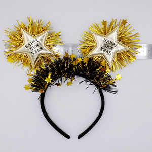 New Happy New Year Party Photo Props Creative Five-pointed Stars Shining Gold and Silver <strong>Hair</strong> Hoops England Style Material - Product Image 3