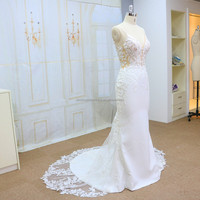 Robe de mariée en crêpe avec dentelle française, tissu 2023 Offre Spéciale