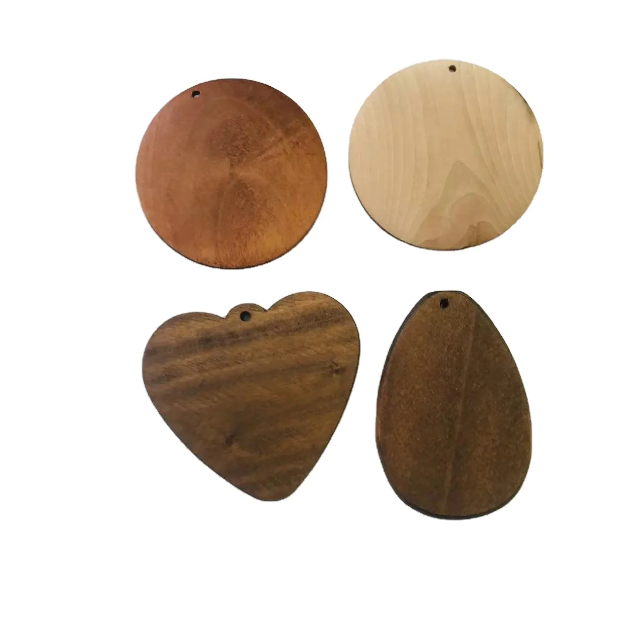 DIY engrave wooden charms heart teardrop disc jewelry accessories parts for keychain bracelets