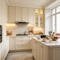 Armoire de cuisine classique sur mesure avec panneaux shaker, design écologique et installation facile pour la rénovation de cuisine de style farmhouse