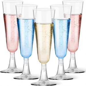 Verres à <span class=keywords><strong>champagne</strong></span> en plastique jetables légers BST de 5,5 oz, transparents, pour mariage, fête d'anniversaire, vin - Product Image 1