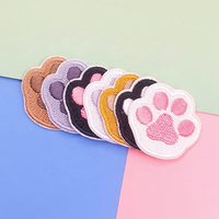 Prix usine grand bâton de broderie adhésif empreintes de pattes de chien Chenille Patch vêtements auto-adhésif brodé jean Patch fleur