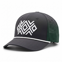 Cappello da Baseball Unisex Personalizzato OEM con Logo Ricamato 3D, 5 Pannelli, Impermeabile, in Cotone, Sportivo, da Golf, con Fori Tagliati al Laser e Cordino