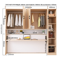 Bureau-lit pliant invisible personnalisable, intégré à la table d'étude, avec quincaillerie latérale pliable pour petits appartements