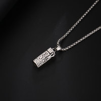 Collier en argent pour hommes avec pendentif bouteille de parfum vintage en acier inoxydable PVD hypoallergénique étanche COOL
