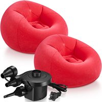 Chaises longues gonflables de haute qualité avec dossier d'accoudoir Valve d'air Portable floqué canapé gonflable canapé pour Camping maison rouge
