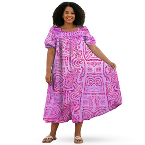 Vestido Mumu Polinesio Micronésico al por Mayor, Vestido Informal Bohemio para Mujer, Talla Grande, con Estampado Tribal <span class=keywords><strong>Elei</strong></span>, Suministro Directo - Product Image 4