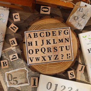 Sello de Madera Digital con Borde Roto, Diseño Retro de Letras y Números para Niños de Primaria - Product Image 3