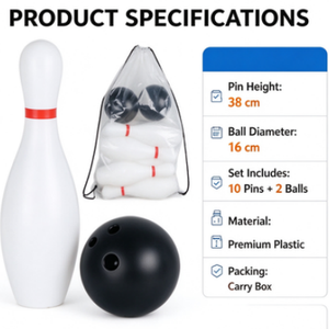 Juego de Bolos de Plástico para Niños, Venta al por Mayor de Fábrica, Bolos Grandes de 38 cm, 10 Bolos, 2 Bolas, Juego Familiar para Interiores y Exteriores, OEM, MOQ Personalizado - Product Image 2