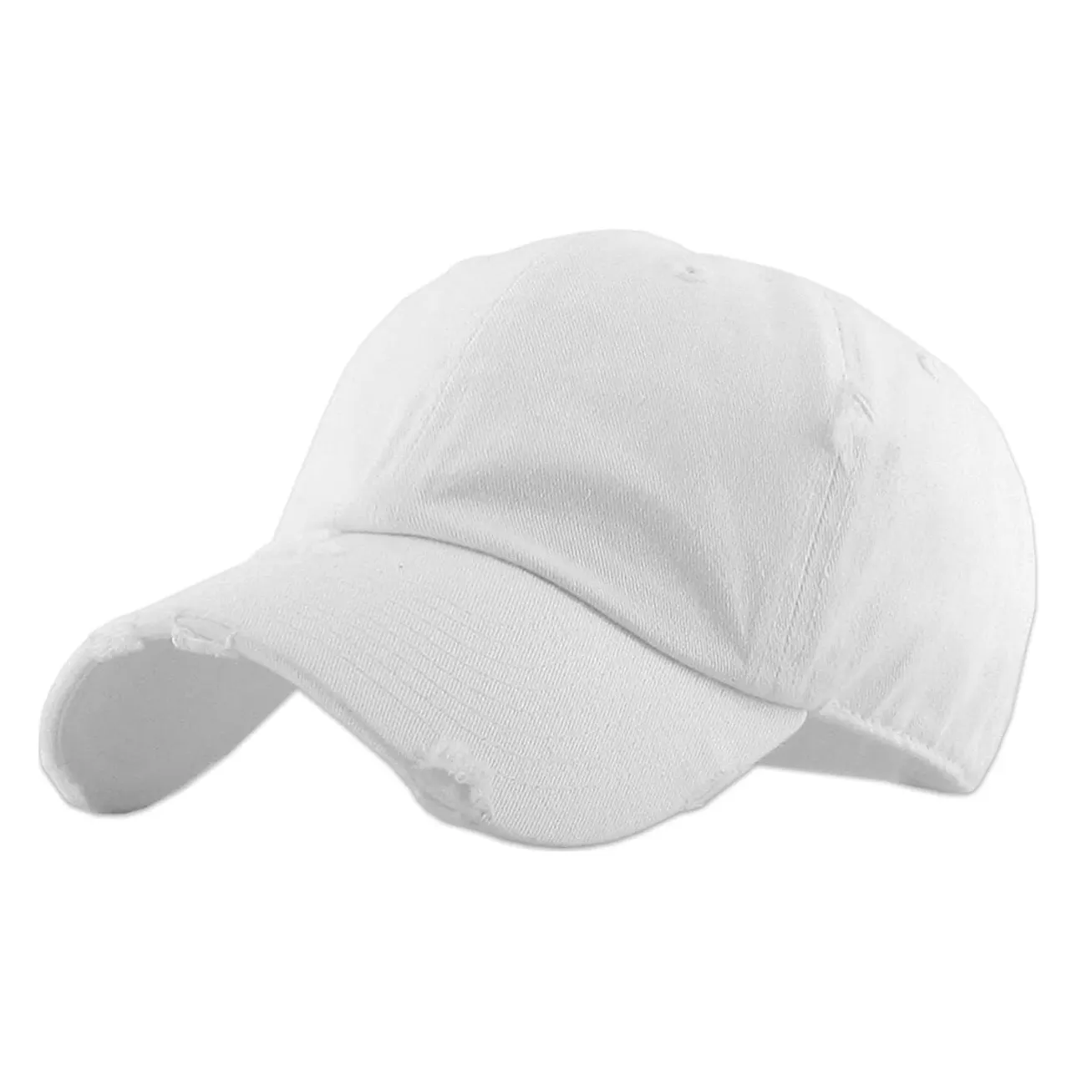 Lavato Bianco Personalizzato Distressed Papà Cappelli Non Strutturati Cotone Morbido Berretto da Baseball Bianco 6 pannello Cappello 100% Cotone Tinta Unita Unisex COMUNE